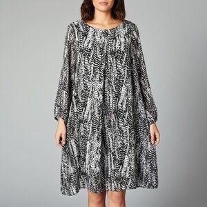 NWT H&M Black&White Feather Patterned Dress Size 12